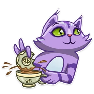 😌 Katze, Getränk, Kaffee, Tee, Cartoon, Sticker whatsapp sticker