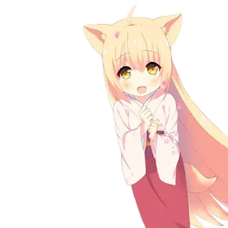 🤩 anime, girl, fox, kemonomimi, cute, sticker telegram sticker