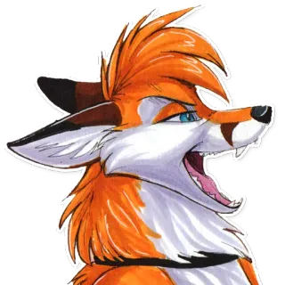 😏 renard, animal, poilu, anthropomorphe, dessin animé, orange, mammifère telegram sticker