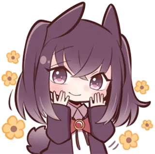 🙂 Anime Mädchen, niedlich, kawaii, Hasenohren, lila Haare, Blumen, Cartoon telegram sticker