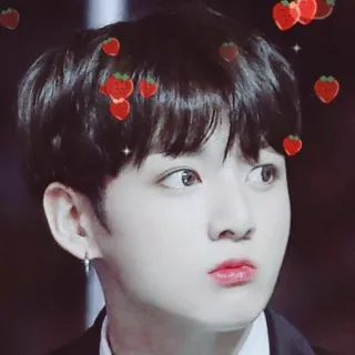🌺 Jungkook Jungkook, BTS, K-pop, cantor, boy band, ídolo, música, morangos telegram sticker