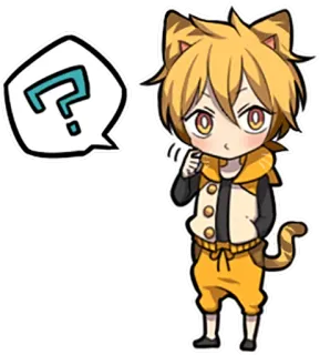 ❓ 애니메이션, 고양이소년, 치비, 물음표, 만화, 귀여운, 카와이 telegram sticker