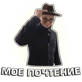 😎 МОЕ ПОЧТЕНИЕ sombrero, hombre, saludo, formal, ruso, respeto telegram sticker