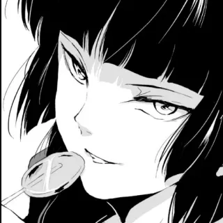 😏 Anime, Mangá, Preto e branco, Personagem, Pirulito, Ilustração telegram sticker
