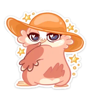 😊 животное, сова, милый, мультфильм, шляпа, звезды telegram sticker