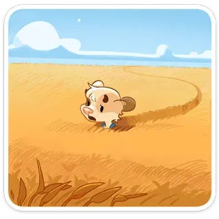 😦 Tier, Feld, Cartoon, süß, Landschaft, Natur telegram sticker