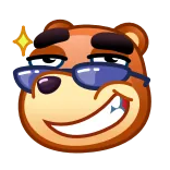 😎 urso, legal, óculos de sol, sorriso irônico, desenho animado, animal telegram sticker