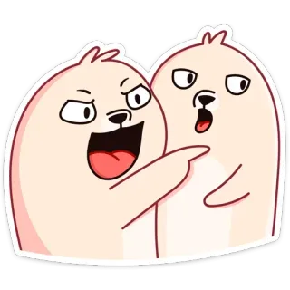 😮 Kreskówka, Zwierzęta, Wskazywanie, Kłótnia, Śmieszne telegram sticker