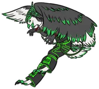 😃 Vogel, Adler, Fantasy, Kreatur, Mythisch, Tier, Charakter, Grün, Schwarz telegram sticker