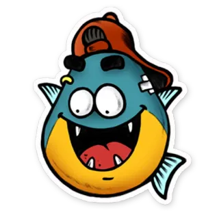 😃 Cartoon, Fisch, Figur, Tier, Aufkleber, Hut, Lustig telegram sticker