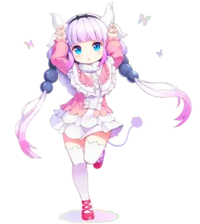 ☺️ Kanna Kamui Miss Kobayashi's Dragon Maid Anime, Kanna Kamui, Dragão, Fofo, Kawaii, Miss Kobayashi's Dragon Maid, Desenho animado whatsapp sticker