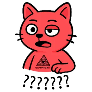 🥴 ???????? cat, red, question marks, meme, illuminati telegram sticker