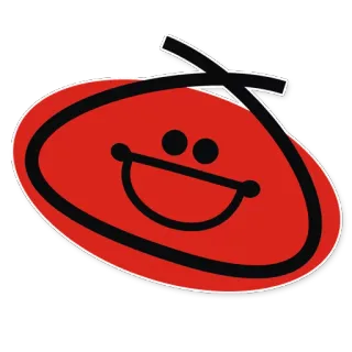 😁 smiley face, red, cartoon, happy, oval telegram sticker
