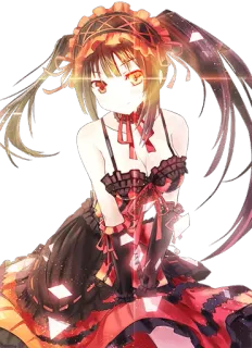 😏 Anime, Garota, Olhos vermelhos, Vestido preto telegram sticker