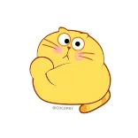 🤔 cat, animal, sticker, cartoon, cute, yellow telegram sticker