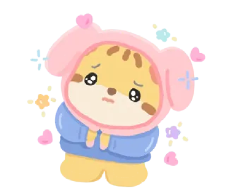 🦁 mignon, animal, triste, dessin animé, personnage, kawaii, autocollant telegram sticker