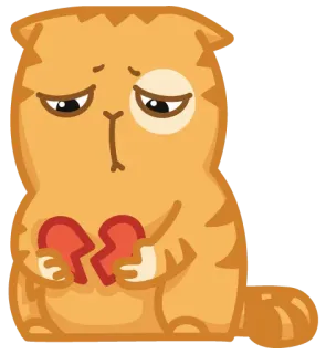 💔 кот, грустный, разбитое сердце, мультфильм, стикер telegram sticker