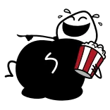 😂 riceball, popcorn, watching, emoji, snack, food, happy, animated whatsapp sticker