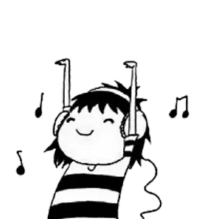 🎵 anime, headphones, music, happy, smiling, cartoon telegram sticker