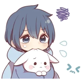 🌟 Anime, Dibujos animados, Lindo, Triste, Conejo, Kawaii telegram sticker