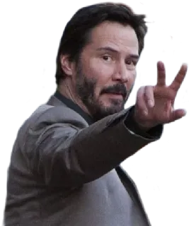 🍺 Keanu Reeves actor, peace sign, celebrity, portrait, person, man telegram sticker