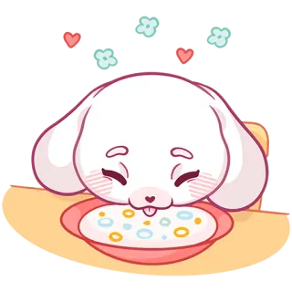 😋 cute, kawaii, puppy, food, hearts, flowers telegram sticker