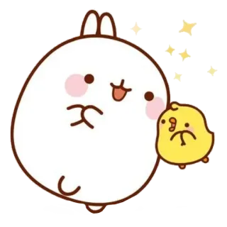 ☁️ モラン, ピウピウ, かわいい, カワイイ, うさぎ, チキン, 友情, 愛らしい telegram sticker