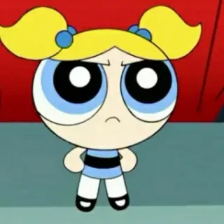 🎀 Bubbles The Powerpuff Girls kartun, Bubbles, The Powerpuff Girls, marah, imut telegram sticker