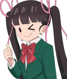 👍 Аниме, Мультфильм, Школьная форма, Девушка, Ленты, Милый, Эмодзи telegram sticker