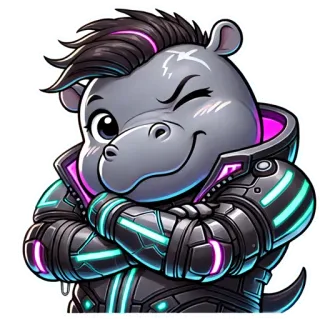 😆 カバ, 漫画, 動物, ウィンク telegram sticker