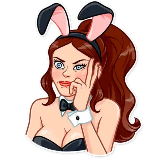 😐 кролик, девушка, костюм, уши, мультфильм, плейбой telegram sticker