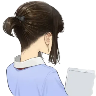 😍 Аниме, Девушка, Планшет, Хвост, Серьга telegram sticker