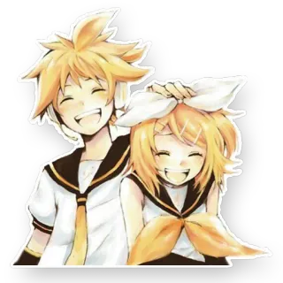 😊 Kagamine Rin and Len アニメ, ボーカロイド, 鏡音, リン, レン, デュオ, 可愛い telegram sticker