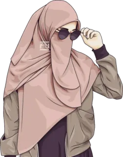 😎 女性, ヒジャブ, イスラム教徒, イスラム教, サングラス, ファッション telegram sticker