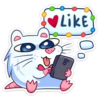 👍 Like tikus, binatang, suka, telepon, imut, kartun whatsapp sticker