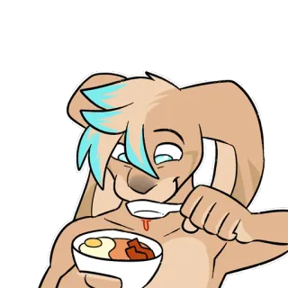🍛 Furry, Antropomorfik, Binatang, Kartun, Sarapan, Makan telegram sticker