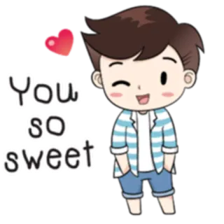😉 You so sweet 달콤한, 사랑, 귀여운, 만화, 소년, 하트 whatsapp sticker