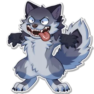 🤩 หมาป่า, สัตว์, การ์ตูน, น่ากลัว, ลิ้น telegram sticker