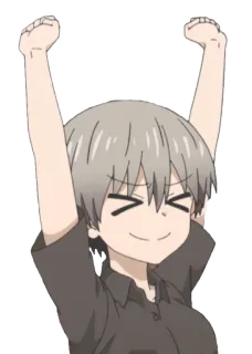 🤩 Hana Uzaki Uzaki-chan Wants to Hang Out! аниме, Узакичан, милая, девушка, улыбка, веселая, поднятые руки telegram sticker