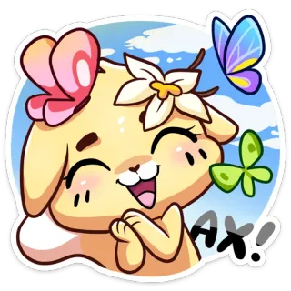 ☺️ AX! chó, hoạt hình, bướm, hoa, dễ thương, động vật telegram sticker