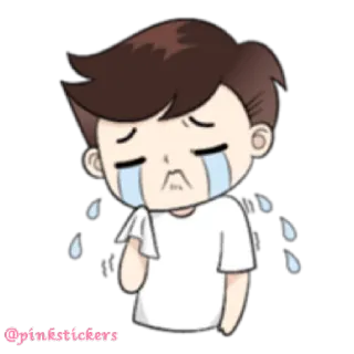😭 crying, sad, cartoon, boy, tears telegram sticker