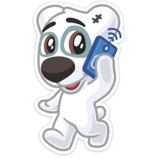 📞 ours, dessin animé, animal, téléphone, marche, mignon telegram sticker