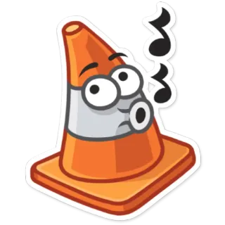 🎶 Verkehrskegel, Noten, Cartoon, Sticker telegram sticker
