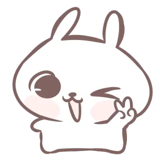 ✌️ coelho, coelhinho, fofo, kawaii, piscando, sinal de paz, desenho animado telegram sticker