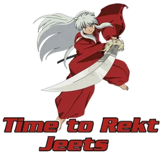 💎 Time to Rekt Jeets Anime, Schwert, Japanisch, Hundeohren telegram sticker