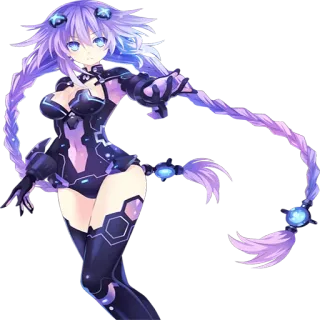 ✋ Neptune Hyperdimension Neptunia animé, jeu vidéo, cheveux violets, waifu, personnage féminin telegram sticker