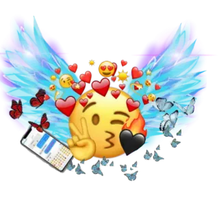 💙 Emoji, Corações, Borboletas, Asas, Telefone, Amor, Símbolo da paz telegram sticker