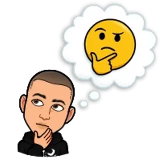 🌟 berpikir, emoji, kartun, bitmoji, potret, pertanyaan telegram sticker
