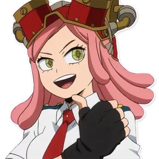 👍 Mei Hatsume My Hero Academia anime, girl, pink hair, My Hero Academia, Mei Hatsume, steampunk telegram sticker