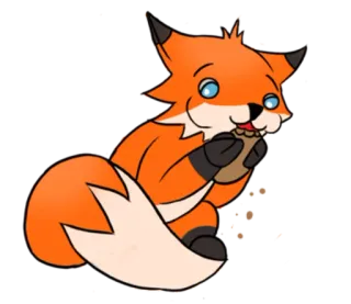 🍘 renard, animal, mignon, cookie, dessin animé, orange, faune whatsapp sticker